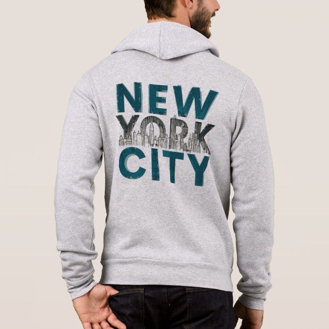 New York City Zip-Up Hoodie T Shirt (Baksida)