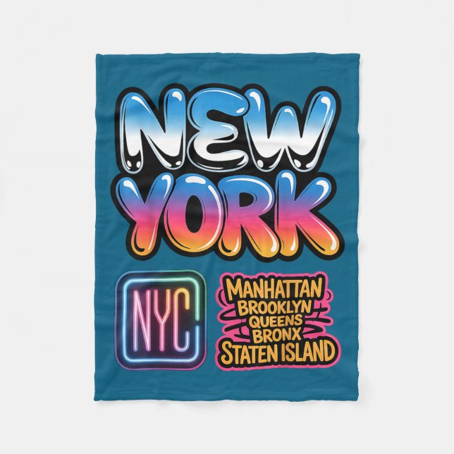 New york citys siluett bronx queens manhattan stat fleecefilt (Framsidan)