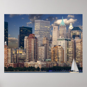 New York Citys siluett från Hudsonfloden Poster