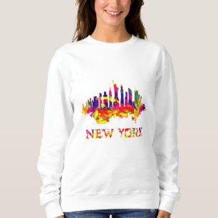 New York Citys siluett ljus färgrik T Shirt