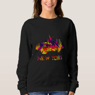 New York Citys siluett ljus färgrik T Shirt