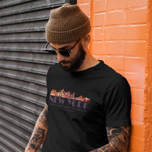 New York Citys siluett. Stadsdelar och koordinater T Shirt