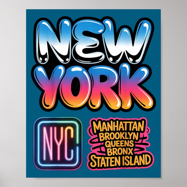 New york citys skyline bronx queens manhattan stat poster (Framsidan)