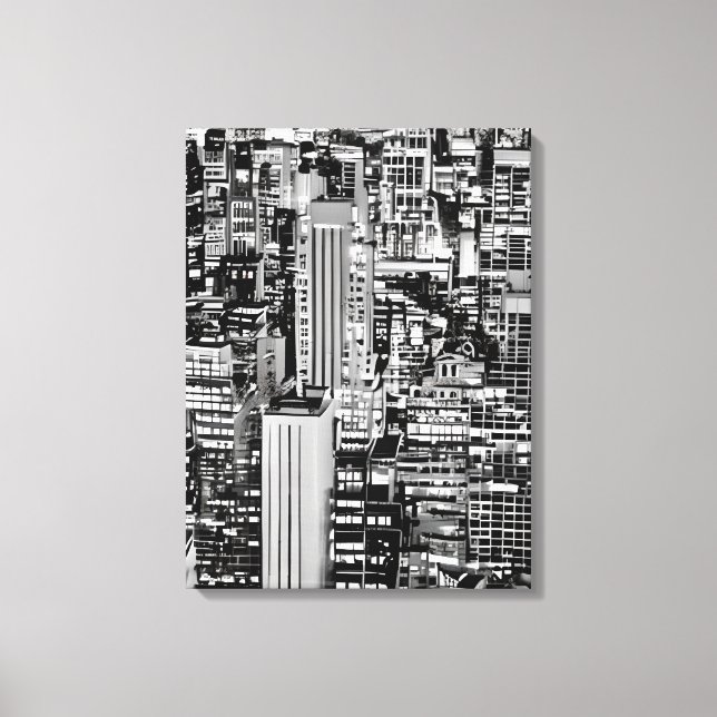 New York Cityscape i Black and White Canvastryck (Framsida)