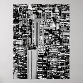 New York Cityscape i Black and White Poster
