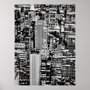 New York Cityscape i Black and White Poster