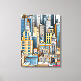 New York Cityscape Illustration Canvastryck