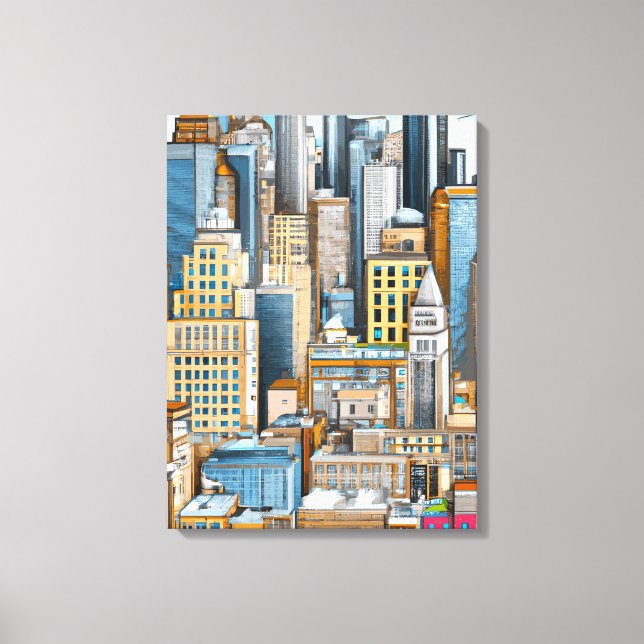 New York Cityscape Illustration Canvastryck (Framsida)