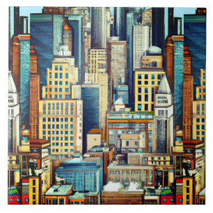 New York Cityscape Illustration Kakelplatta