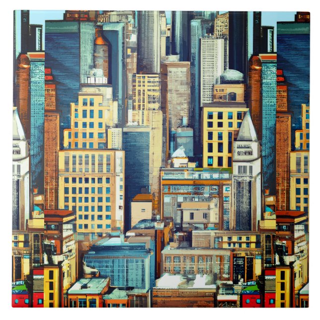 New York Cityscape Illustration Kakelplatta (Framsidan)