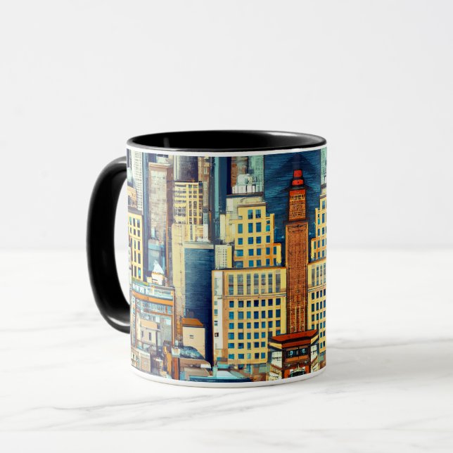 New York Cityscape Illustration Mugg (Framsida vänster)