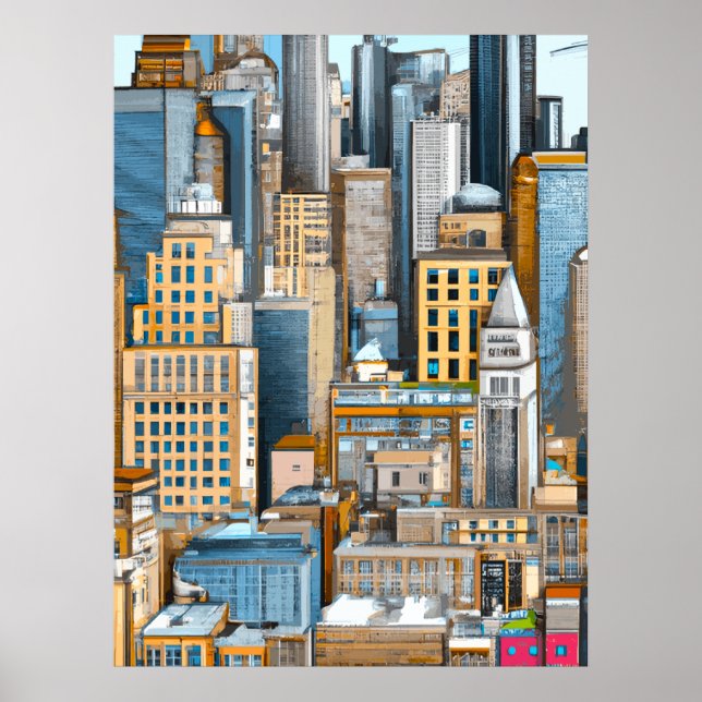 New York Cityscape Illustration Poster (Framsidan)