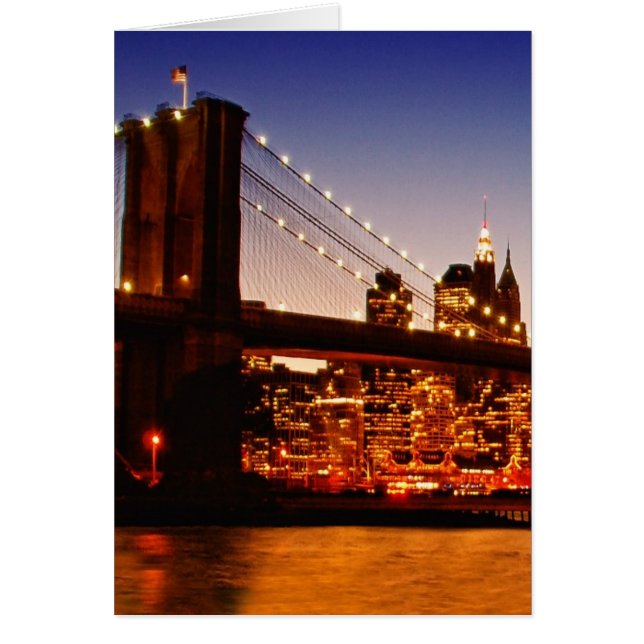 New York cityscape med bro över floden Hälsningskort (Framsidan)