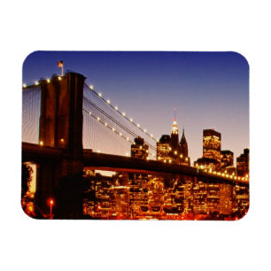 New York cityscape med överbryggar över floden Magnet