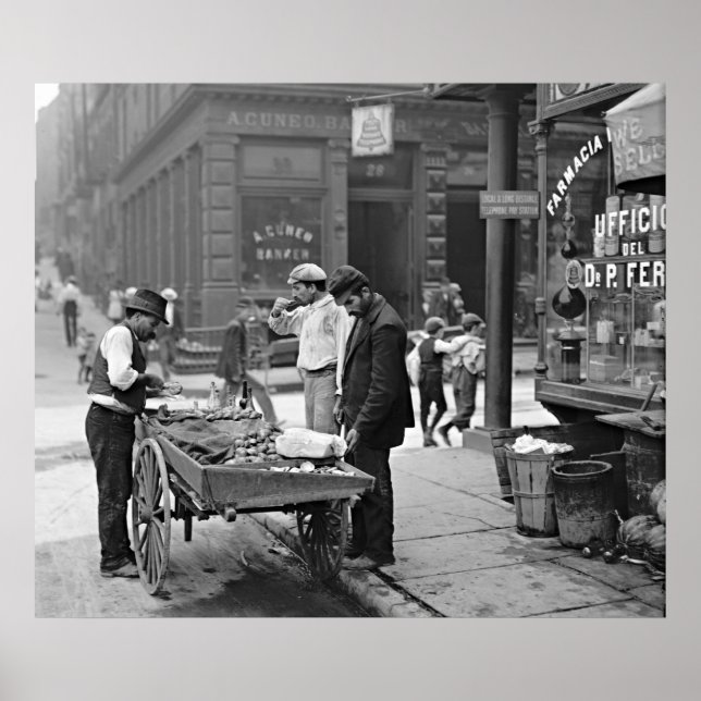 New York Clam Seller i Mulberry Bend 1900 Poster (Framsidan)