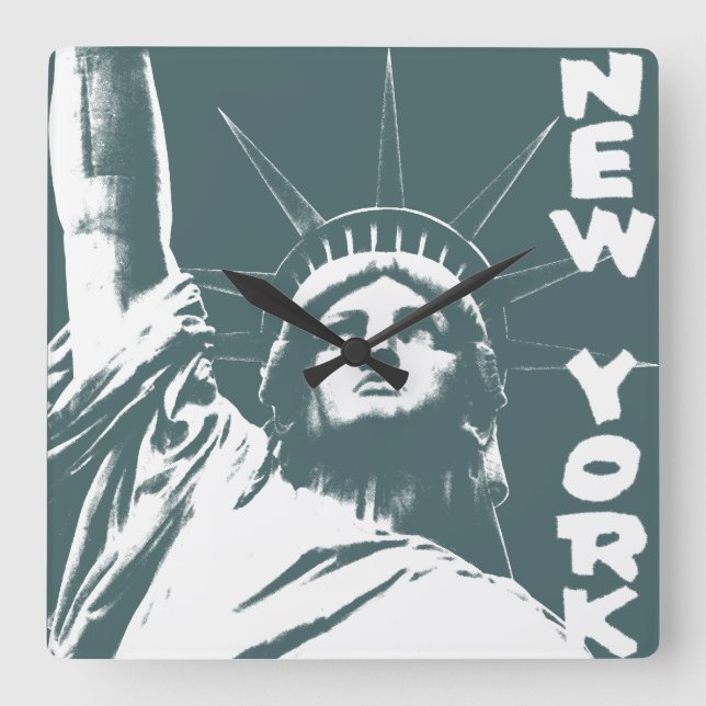 New York Clock Frihetsgudinnan Wall Clock Fyrkantig Klocka (Framsida)
