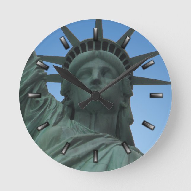 New York Clock Frihetsgudinnan Wall Clock Rund Klocka (Framsida)