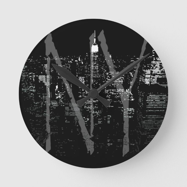 New York Clock ger NY Wall Clock Rund Klocka (Framsida)