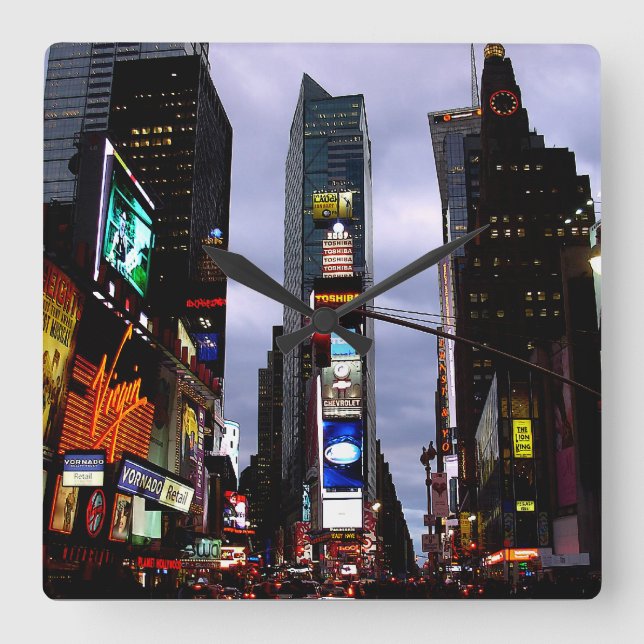 New York Clock Times Square NY Wall Clock Fyrkantig Klocka (Framsida)