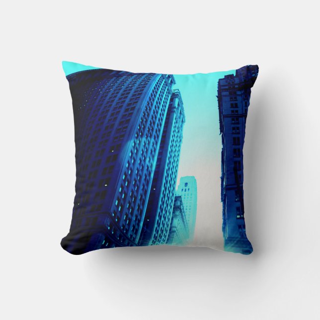 New-York Color – Blue Building Kudde (Framsida)