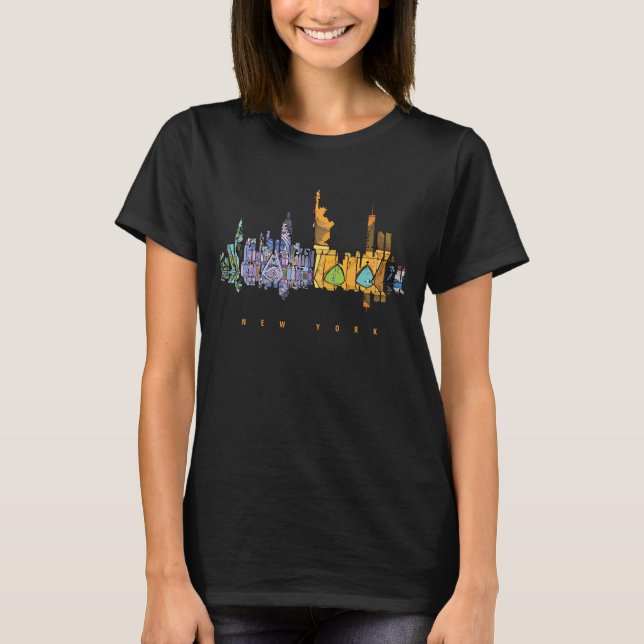 New York Colorful Silhouette T Shirt (Framsida)