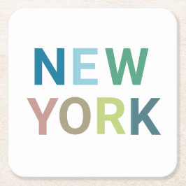 New York Colorful Text Underlägg Papper Kvadrat