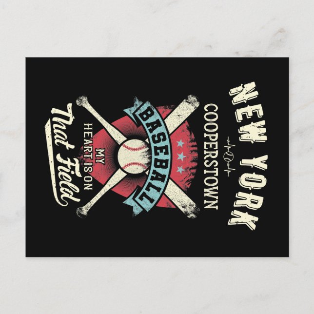 New York Cooperstown Baseball Vykort (Framsida)