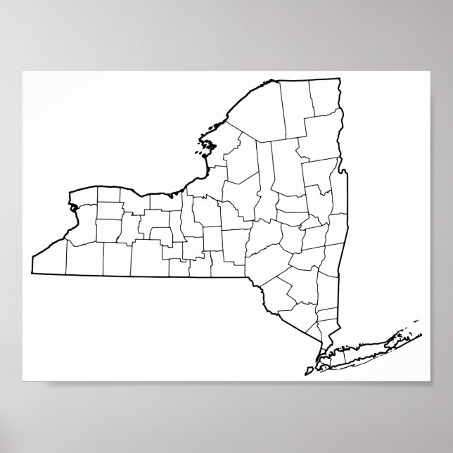 New York Countys Blank Disline Karta Poster (Framsidan)