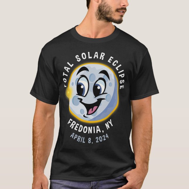 New York Cute Solar Eclipse April 8 2024 Måne Kids T Shirt (Framsida)