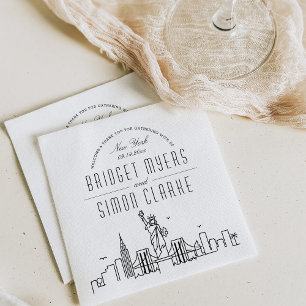 New York Deco Skyline Bröllop Event Napkins Pappersservett