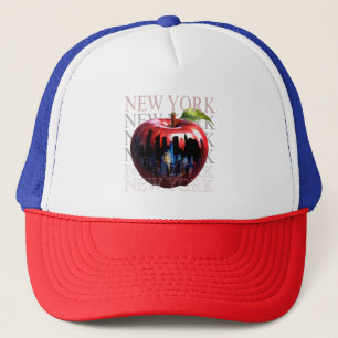 New York Den Stora Äpple Frukt Silhuett Stad Keps