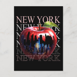 New York Den Stora Äpple Frukt Silhuett Stad Vykort