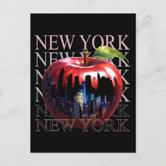 New York Den Stora Äpple Frukt Silhuett Stad Vykort