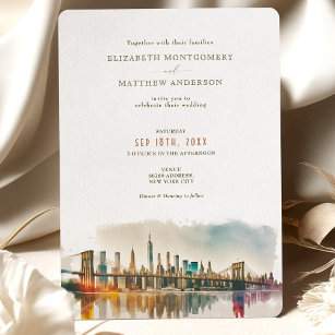 New York Destination Wedding Watercolor-inbjudan Inbjudningar
