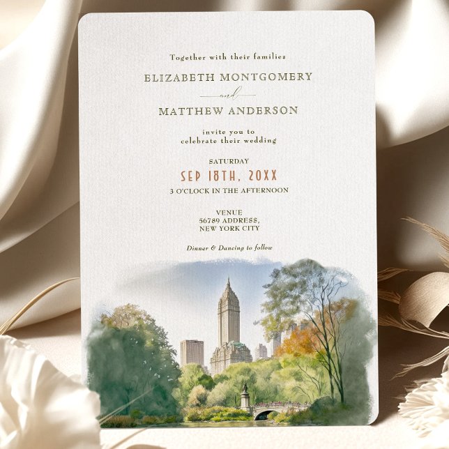 New York Destination Wedding Watercolor-inbjudan Inbjudningar (Skapare uppladdad)