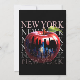 New York Det Stora Äpplet Frukt Silhuett Stad Inbjudningar