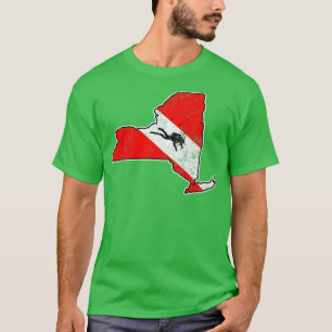 New York Dive Flagga Dyka State Karta Dive FLA T Shirt
