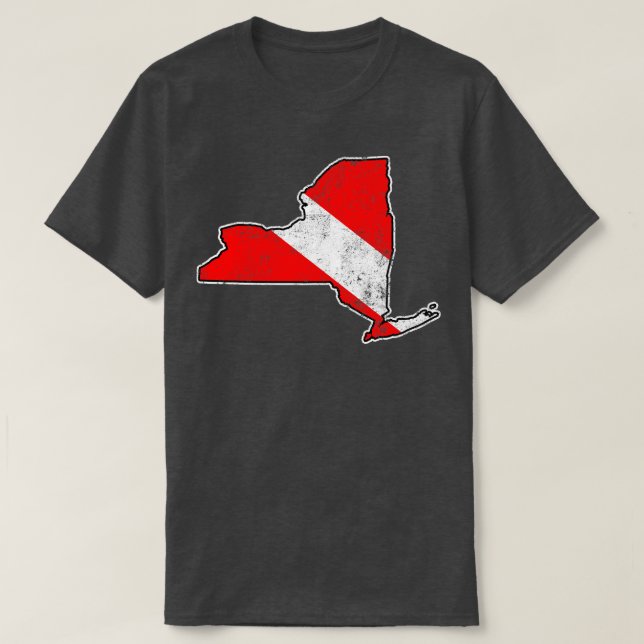 New York Dive Flagga Dyka State Karta Dive FLA T Shirt (Design framsida)