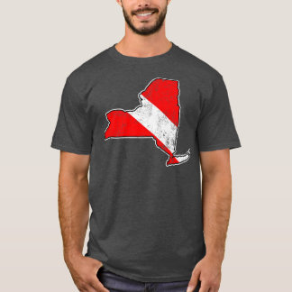 New York Dive Flagga Dyka State Karta Dive FLA T Shirt