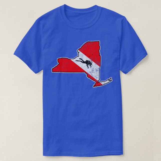 New York Dive Flagga Dyka State Karta Dive FLA T Shirt (Design framsida)