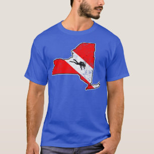 New York Dive Flagga Dyka State Karta Dive FLA T Shirt