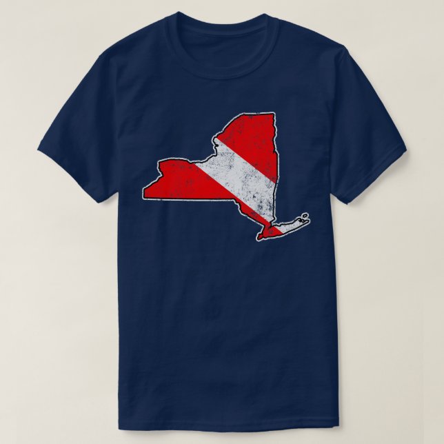 New York Dive Flagga Dyka State Karta Dive FLA T Shirt (Design framsida)