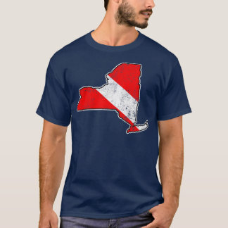 New York Dive Flagga Dyka State Karta Dive FLA T Shirt