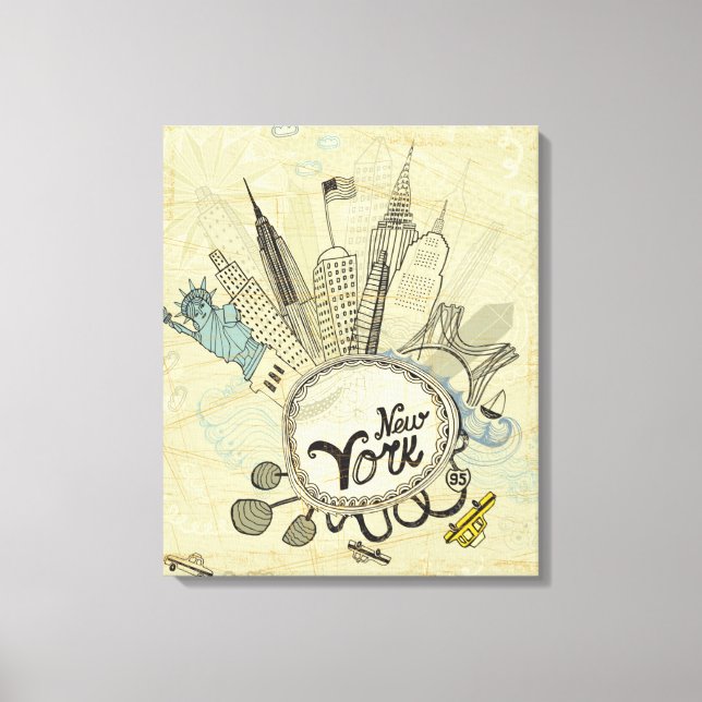 New York Doodle Poster Canvastryck (Framsida)
