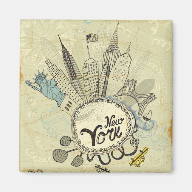 New York Doodle Poster Magnet (Framsidan)