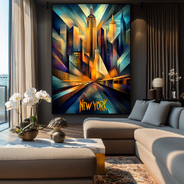 New York Dynamic Cubism - Modern Geometric Skyline Poster