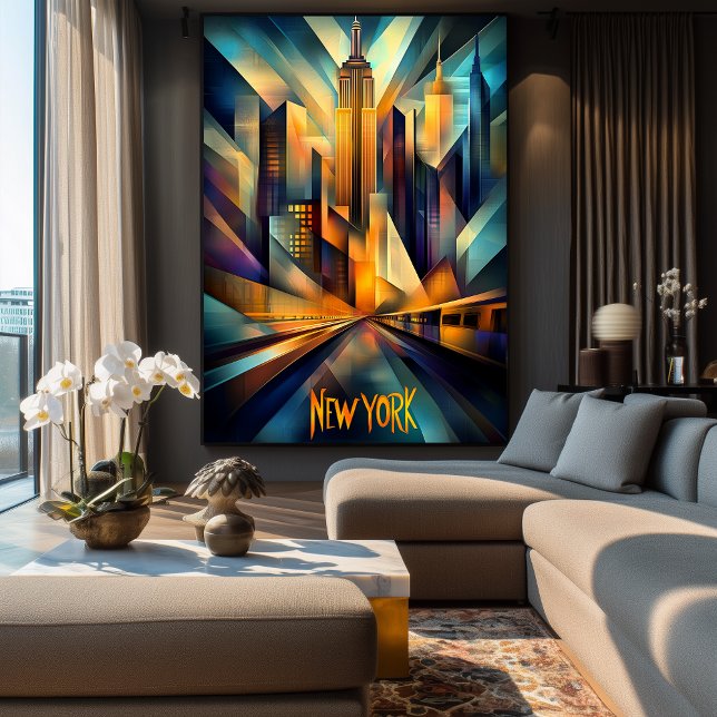 New York Dynamisk Kubism – Modern Geometrisk Silue Poster (Skapare uppladdad)
