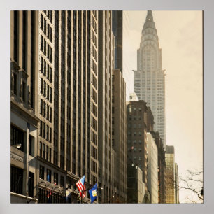 New York, E 42 St och Chrysler Byggnad Poster