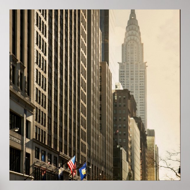 New York, E 42 St och Chrysler Byggnad Poster (Framsidan)