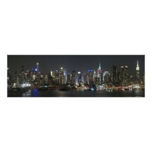 New York efter nattpanorama Fototryck